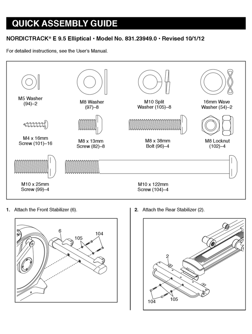 NordicTrack E 9.5 Quick assembly guide