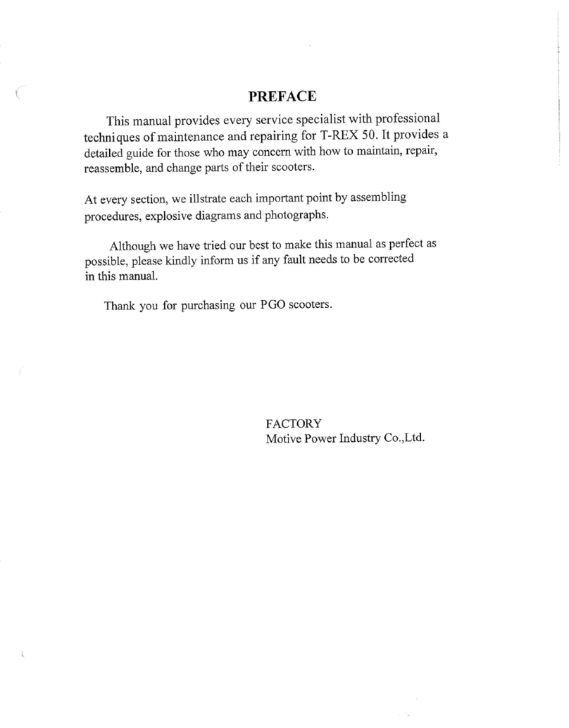 PGO T-Rex 50 Service manual