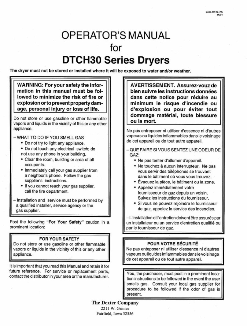 Dexter Laundry DTCH30 series User manual