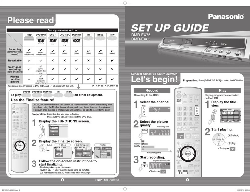 Panasonic DMR-EX75 Setup guide