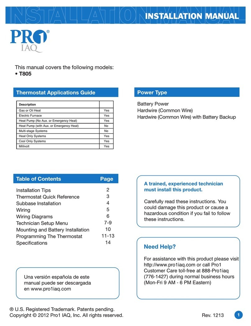Pro 1 IAQ T805 installation guide