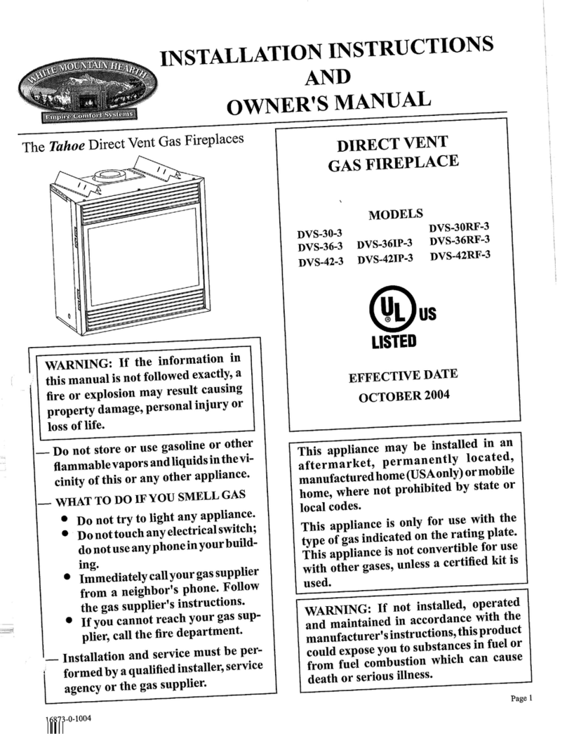White Mountain Hearth Tahoe DVS-30-3 User manual White Mountain Hearth Tahoe DVS-30-3 User manual
