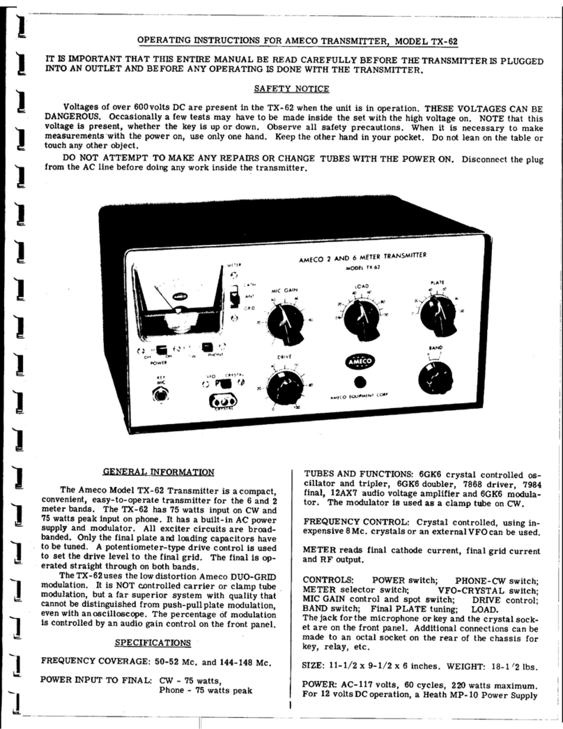 Ameco TX-62 operating instructions