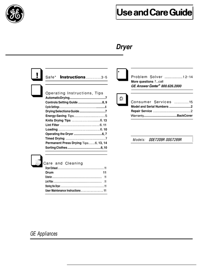 GE DDE7209R Use and care guide