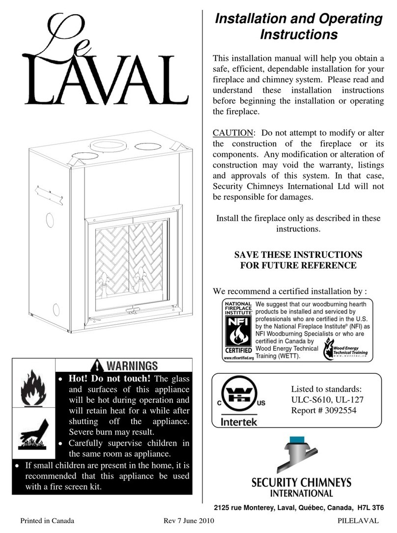 Security Chimneys International LE LAVAL Installation and operating instructions
