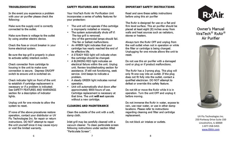ViraTech RxAir UV400 owner's manual