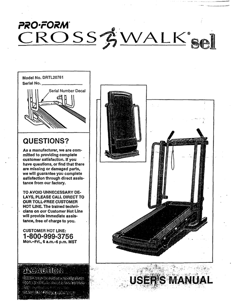 Pro-Form Cross Walk SEL DRTL20761 User manual