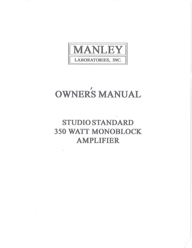 Manley STUDIO STANDARD 350 WATT MONOBLOCK AMPLIFIER User manual
