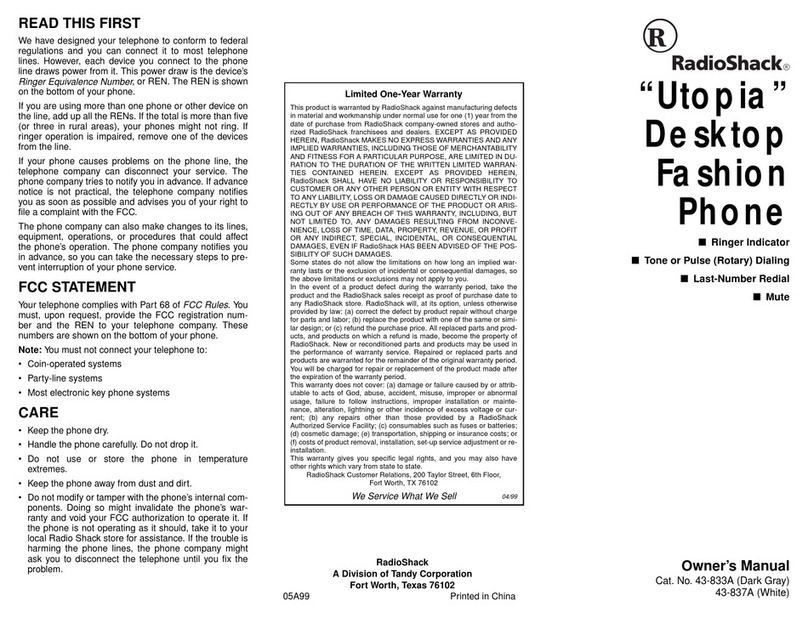 Radio Shack Utopia owner's manual