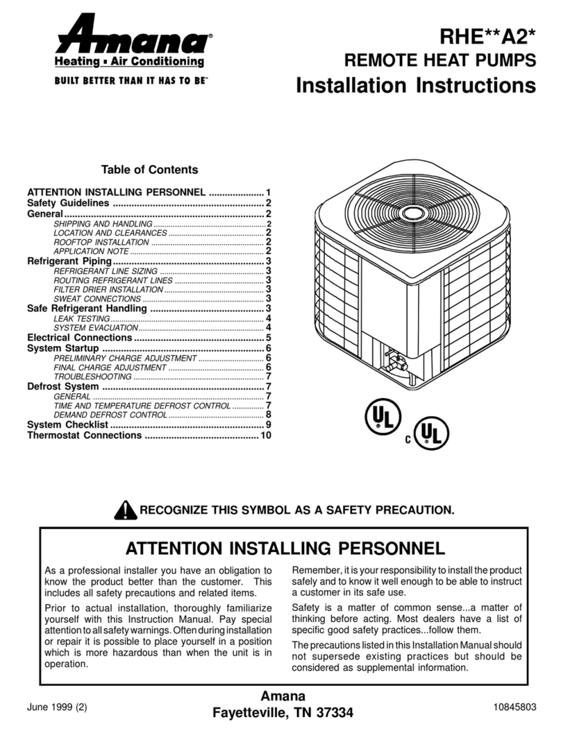 Amana RHE**A2 Series installation instructions