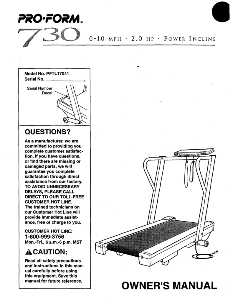 Pro-Form 730 PFTL17041 owner's manual