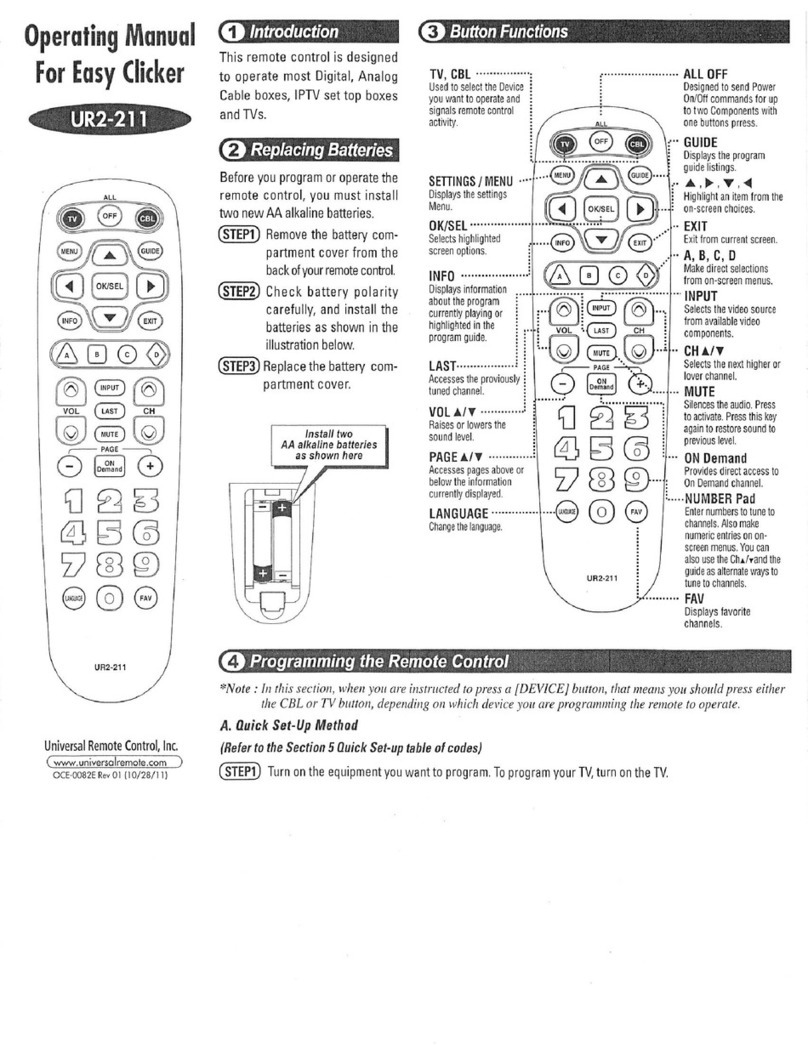 Universal Remote Control Easy Clicker UR2-211 operating manual
