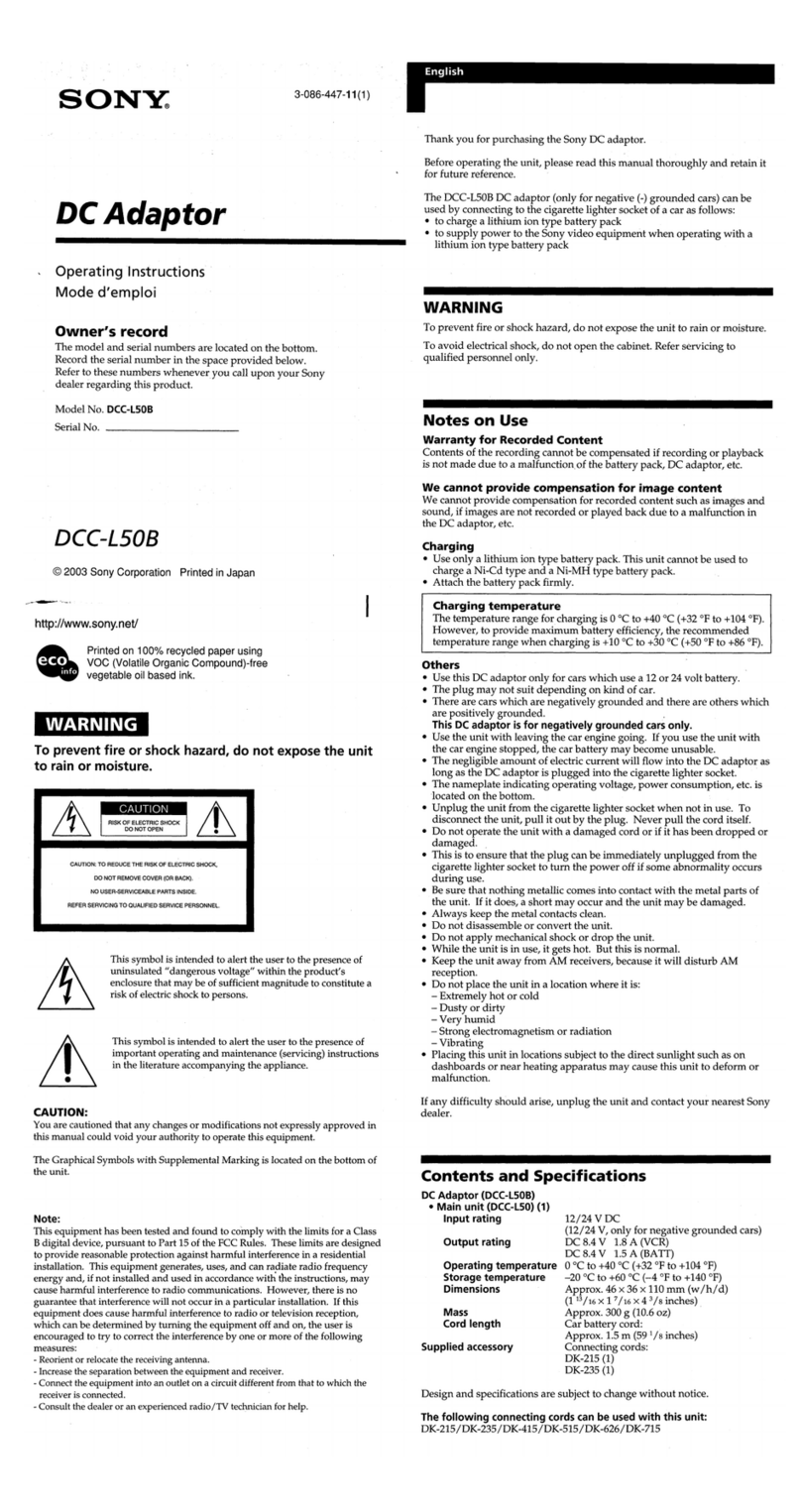 Sony DDC-L50B User manual