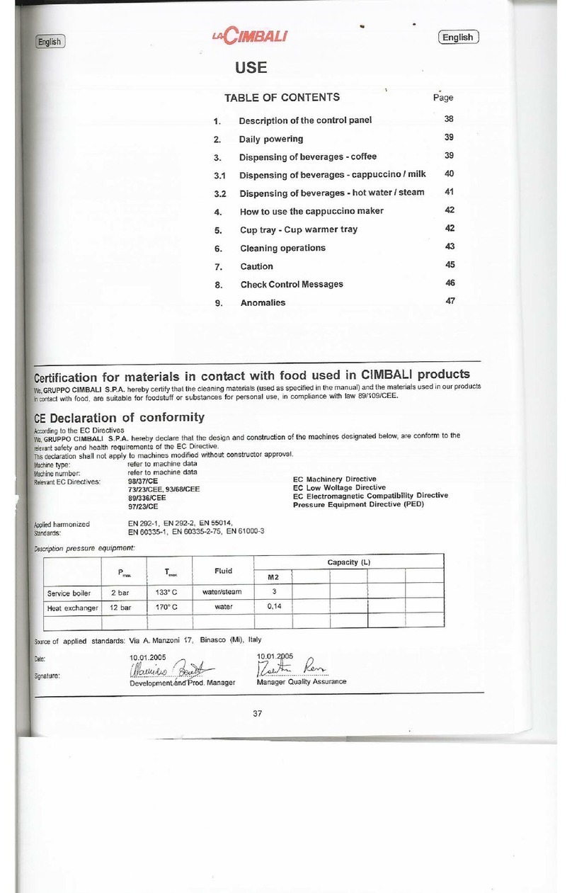 LaCimbali M2 Barsystem User manual