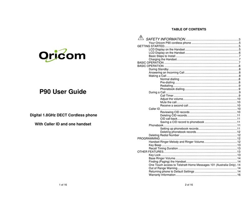 Oricom P90 manual