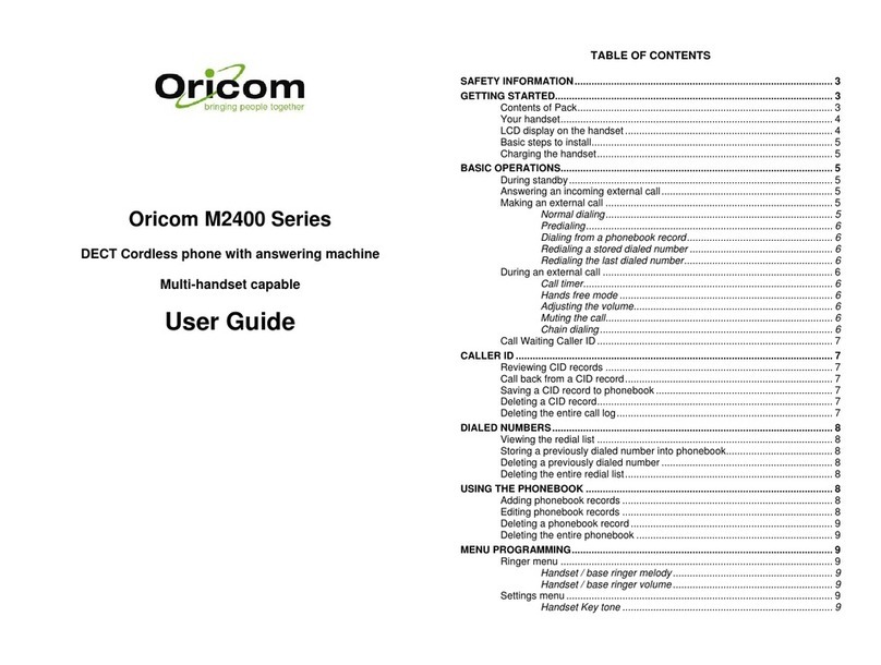 Oricom M2400 Series User manual Oricom M2400 Series User manual