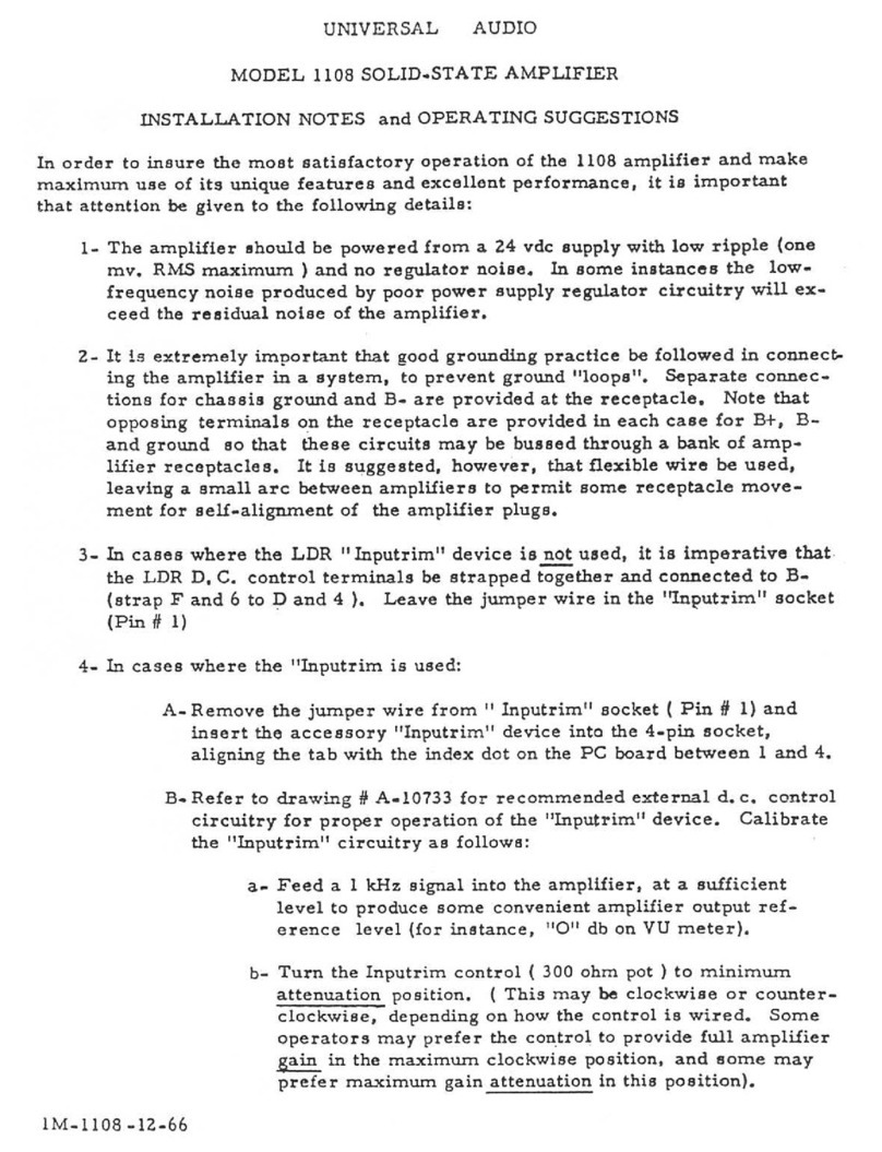 Universal Audio 1108 Quick start guide
