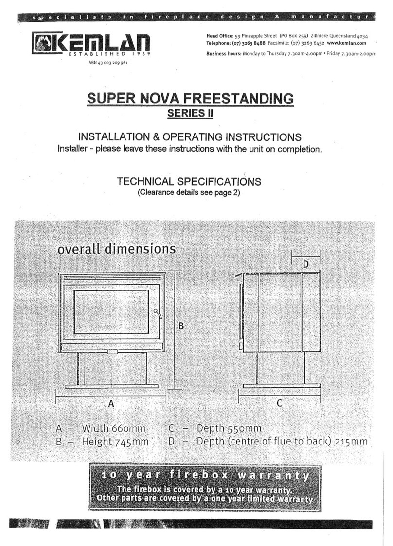 Kemlan Super Nova Freestanding Series II Installation & operating instructions