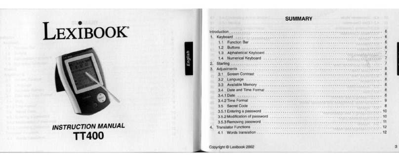 LEXIBOOK TT400 instruction manual
