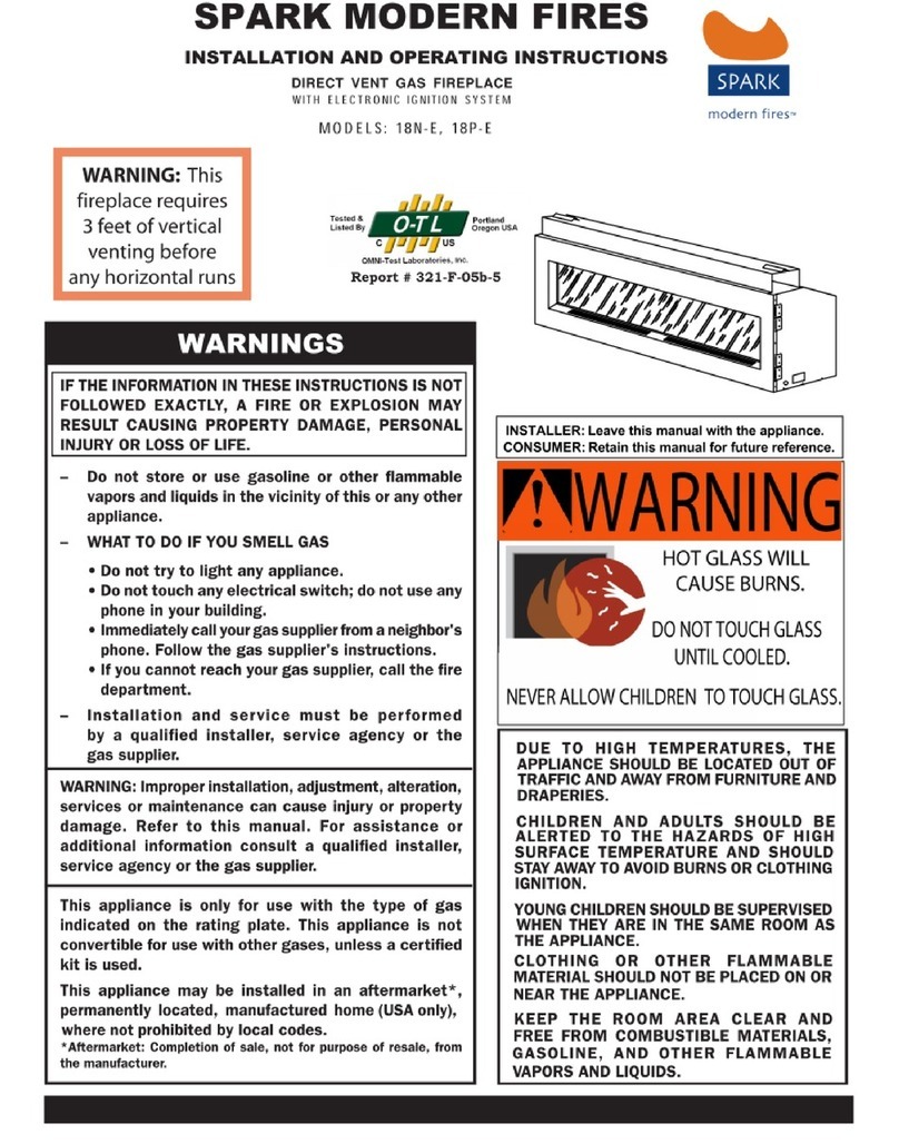 Spark modern fires 18N-E Installation and operating insctructions