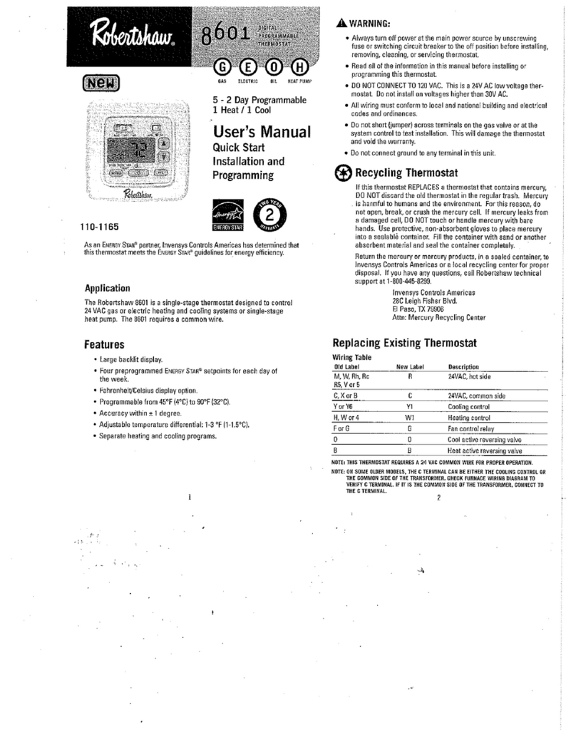 Robertshaw 8601 User manual