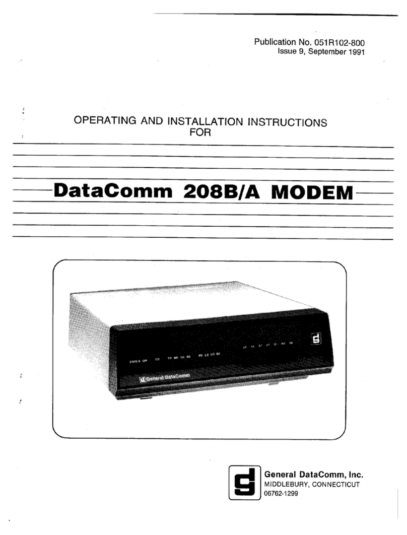 General DataComm 208B/A Quick setup and operating procedures