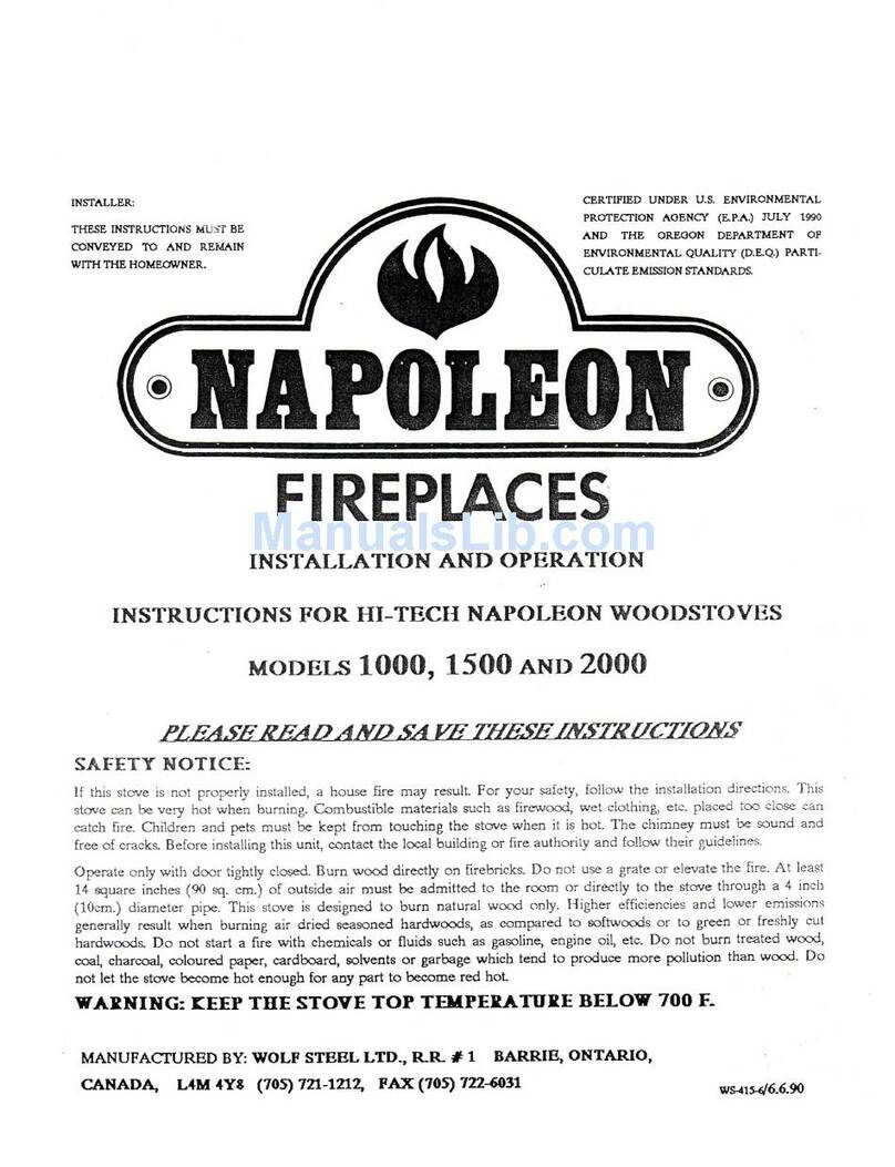 Napoleon 1000 Installation and operation