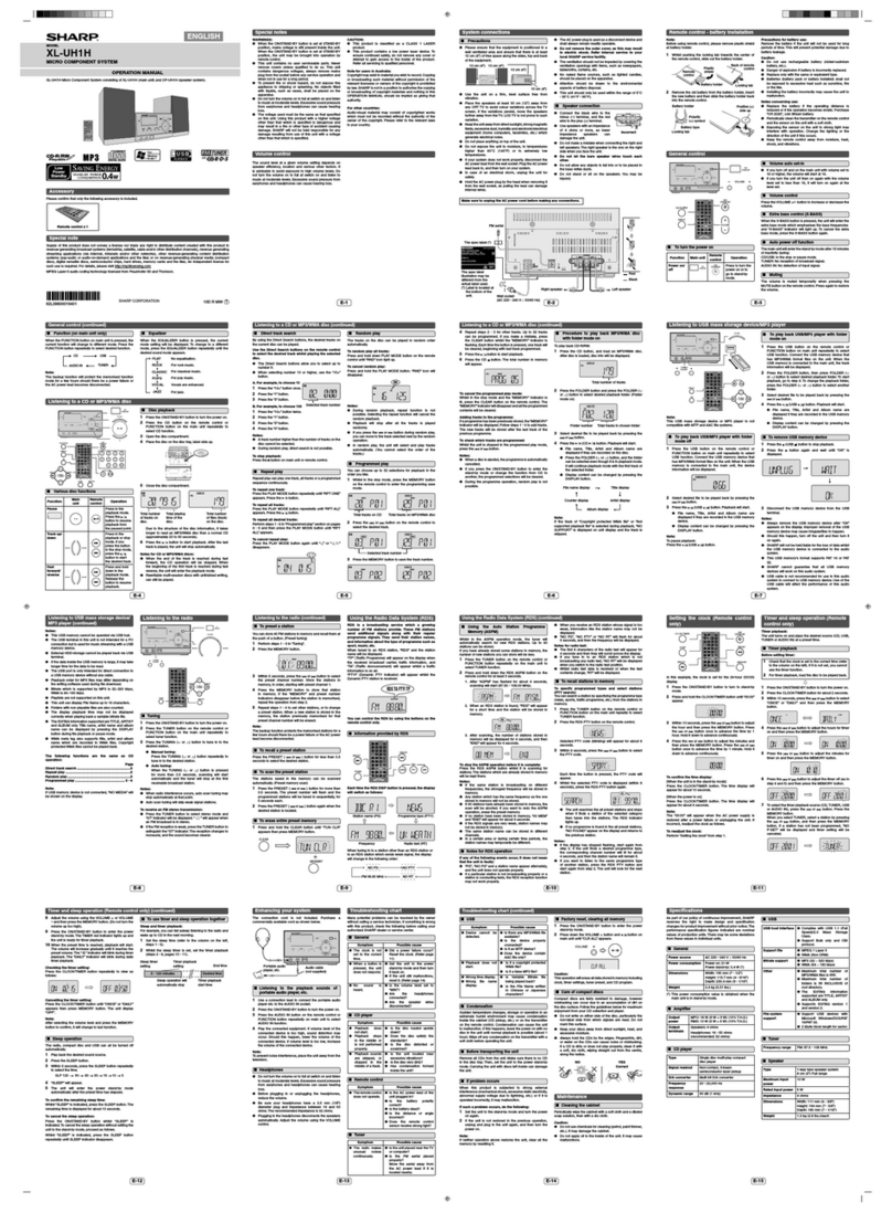 Sharp XL-UH1H User manual