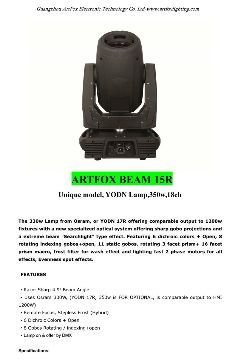 ARTFOX Lighting BEAM 15R owner's manual ARTFOX Lighting BEAM 15R owner's manual