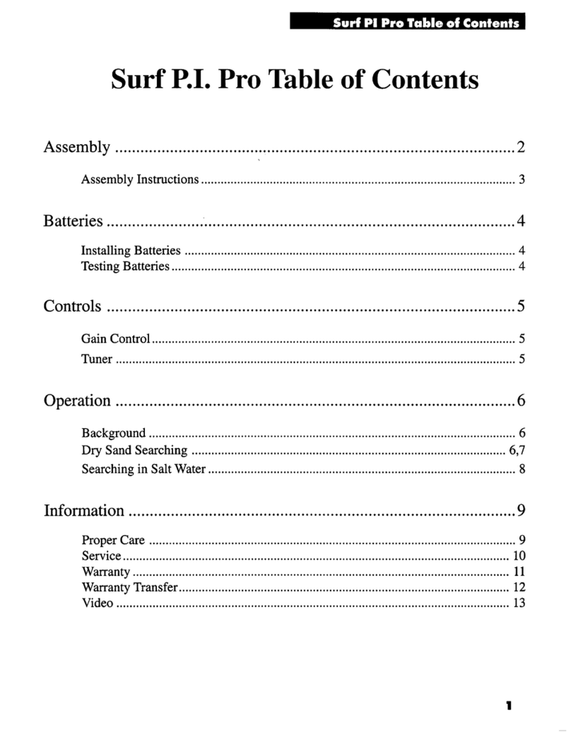 Whites Surf P.I. Pro instruction manual