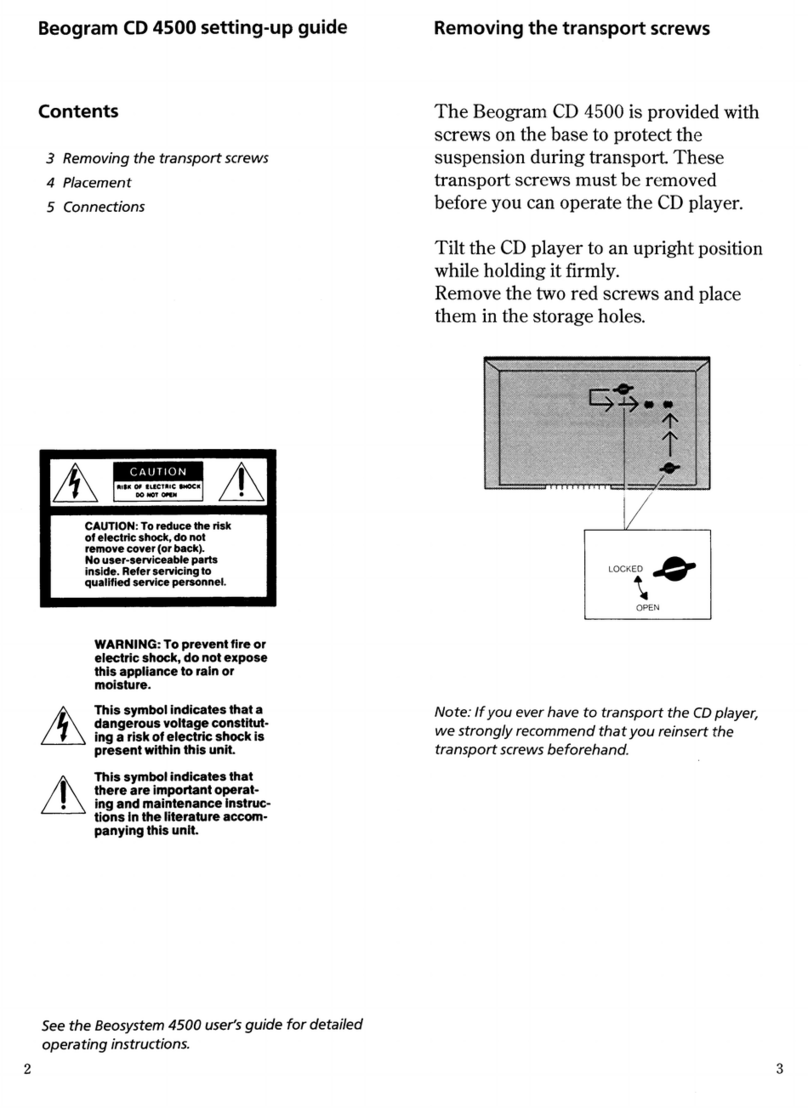 Beogram CD 4500 Setting-up guide