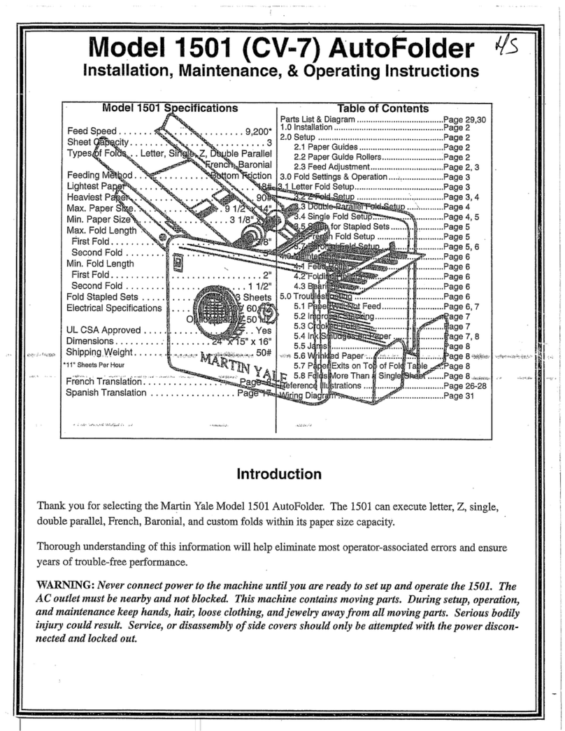 Martin Yale 1501 CV-7 Operating and maintenance manual Martin Yale 1501 CV-7 Operating and maintenance manual