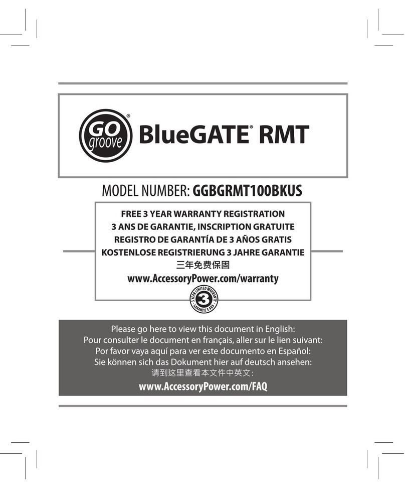 Go groove BlueGATE RMT GGBGRMT100BKUS user guide