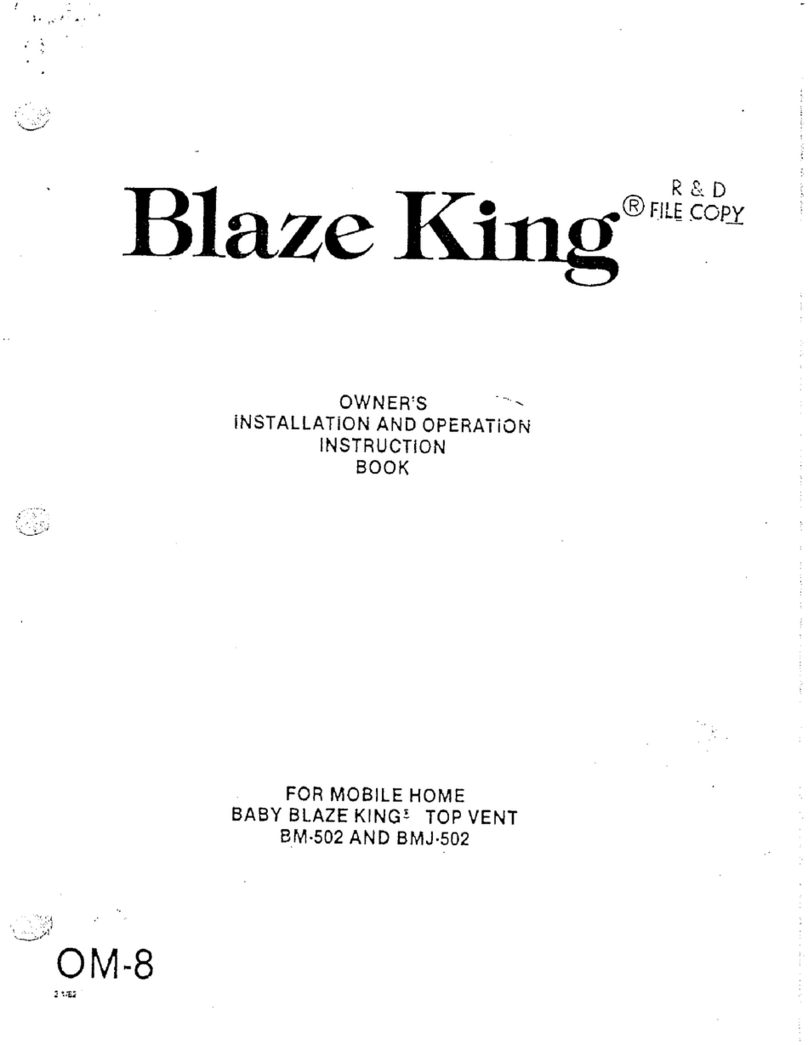 Blaze King BM-502 Owner's installation and operation instruction book