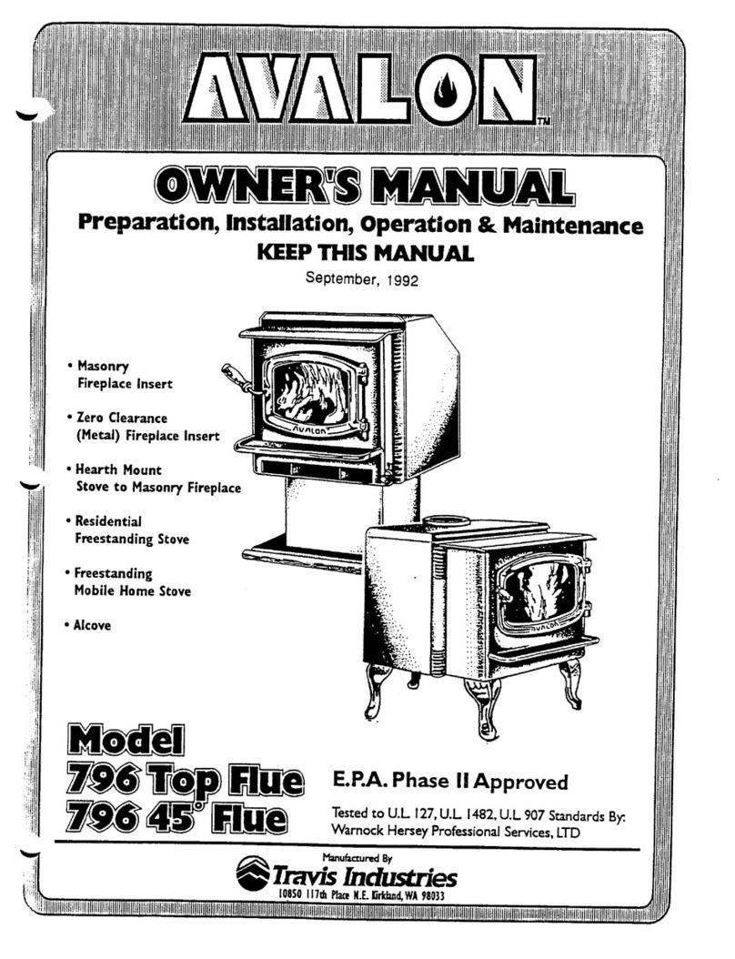 Travis Industries Avalon 796 top flue User manual