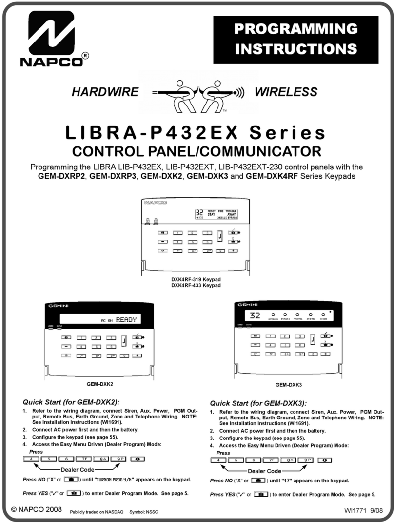 NAPCO LIBRA LIB-P432EX Programming instructions