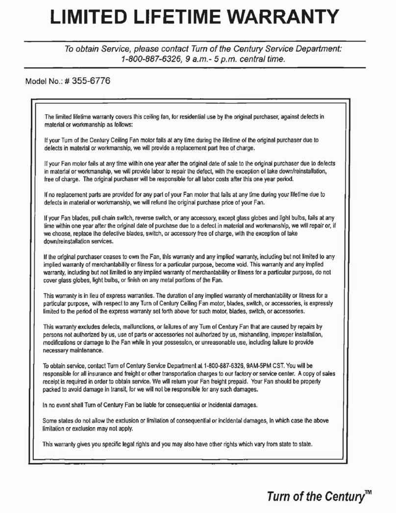 Turn of the century 355-6776 installation instructions