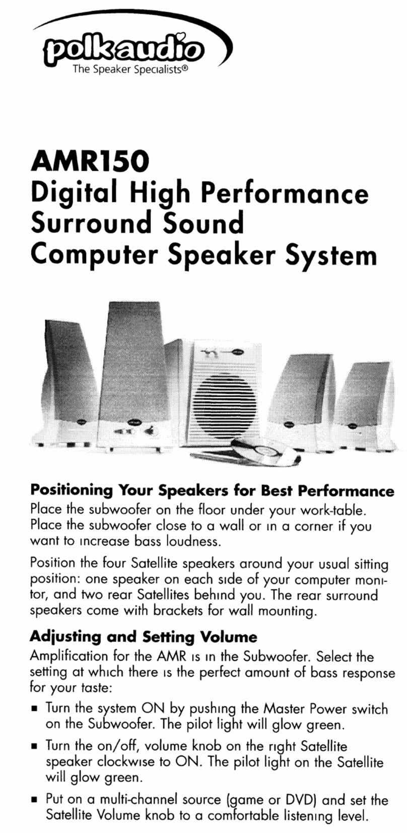 Polk Audio AMR150 manual