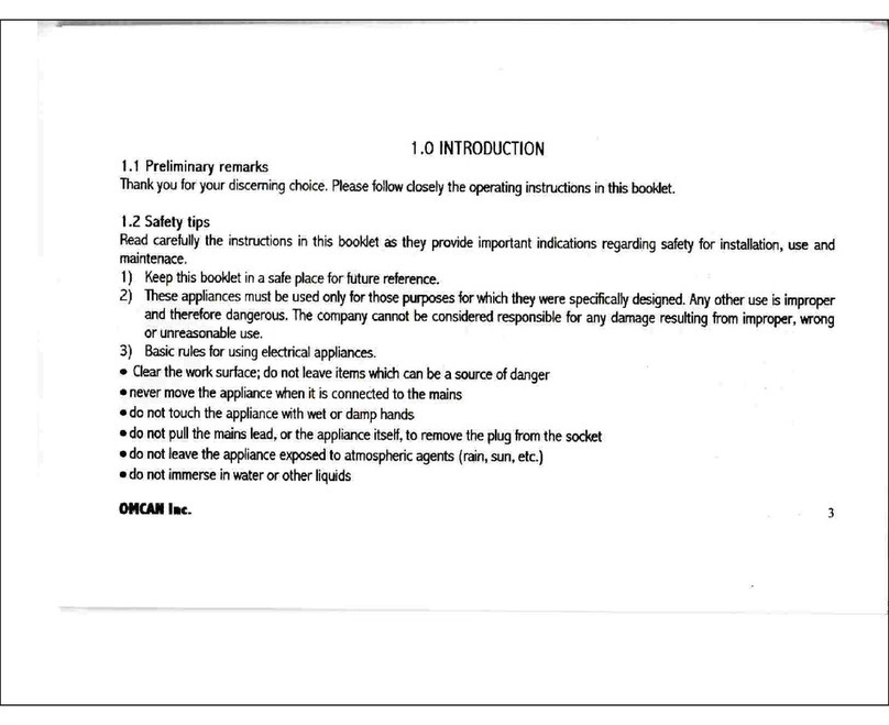 Omcan FTS8 owner's manual