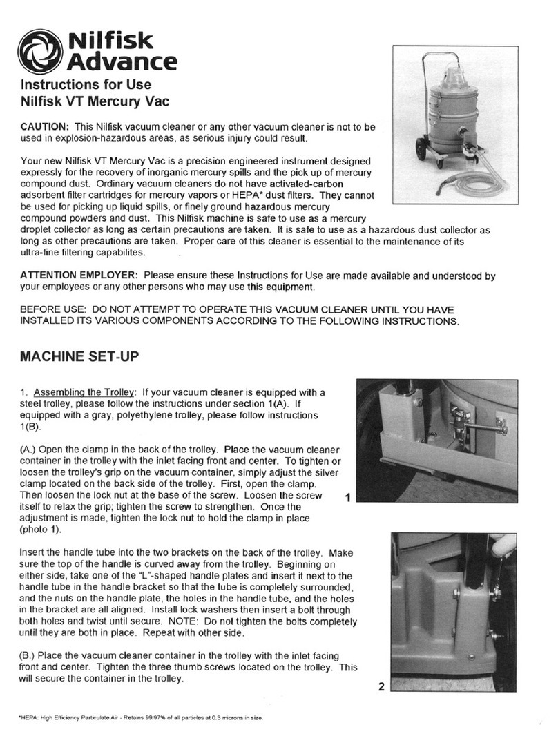 Nilfisk-Advance VT Mercury Vac Instructions for use