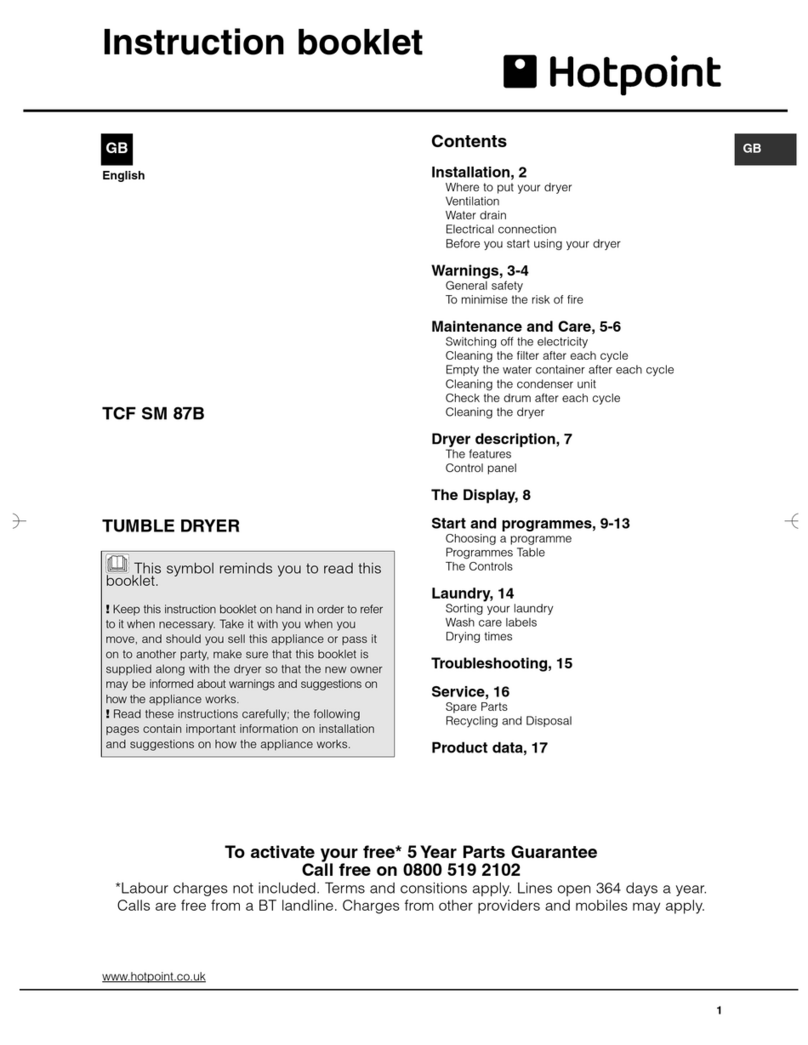 Hotpoint TCF SM 87B Instruction booklet