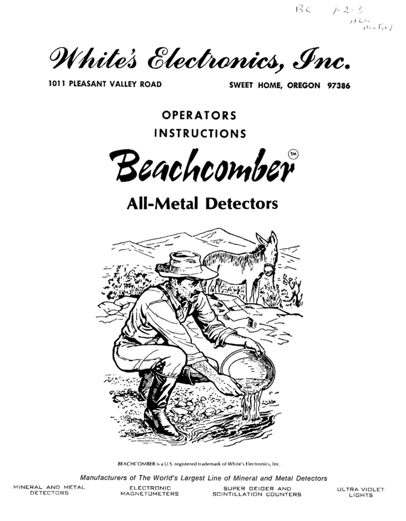 Whites Beachcomber Series Operator instructions