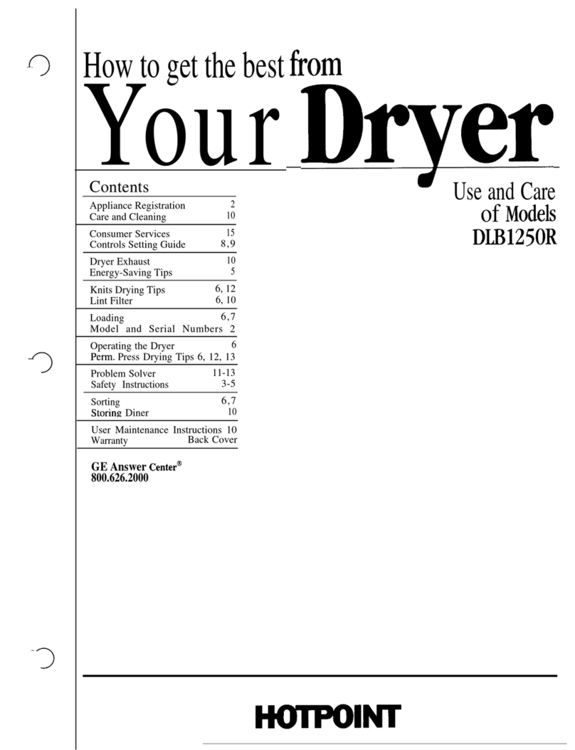 Hotpoint DLB1250R Use and care