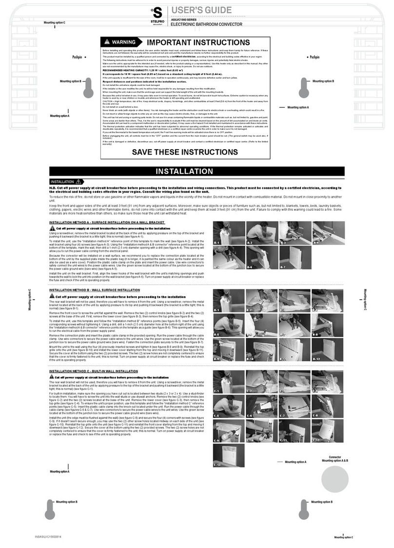 Stelpro ASILVC1560 SERIES user guide