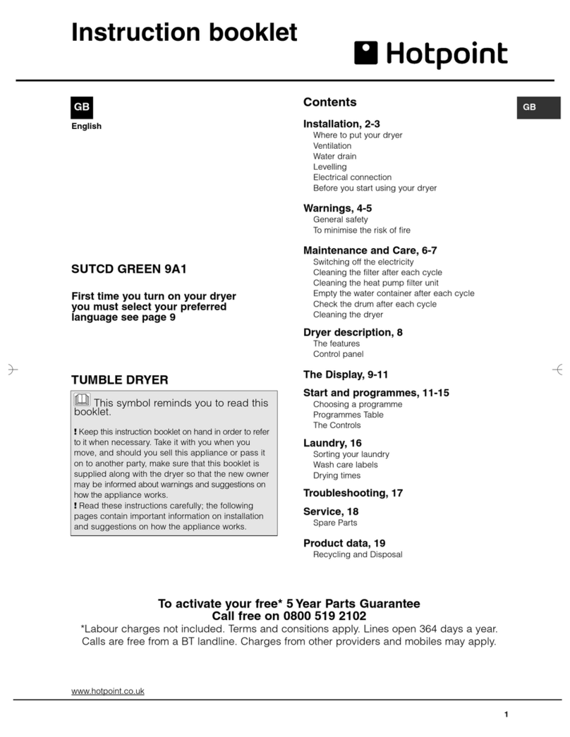 Hotpoint SUTCD GREEN 9A1 Instruction booklet