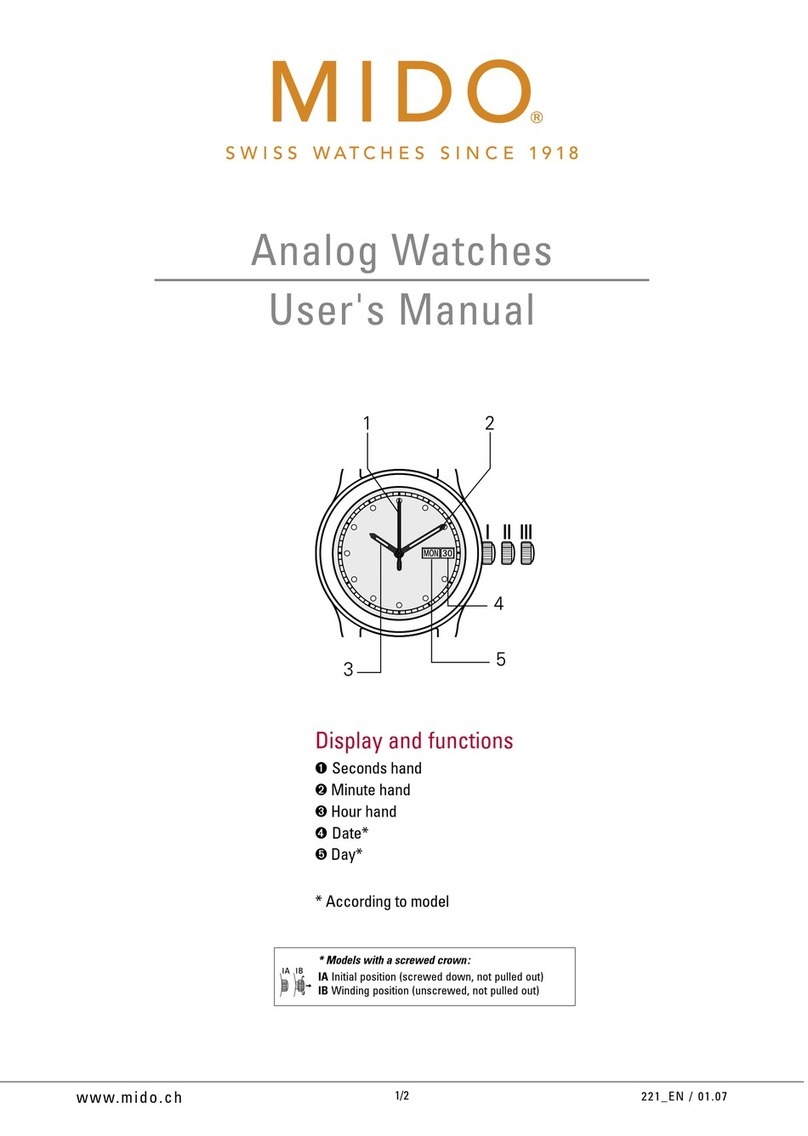 Mido Analog Watches user manual