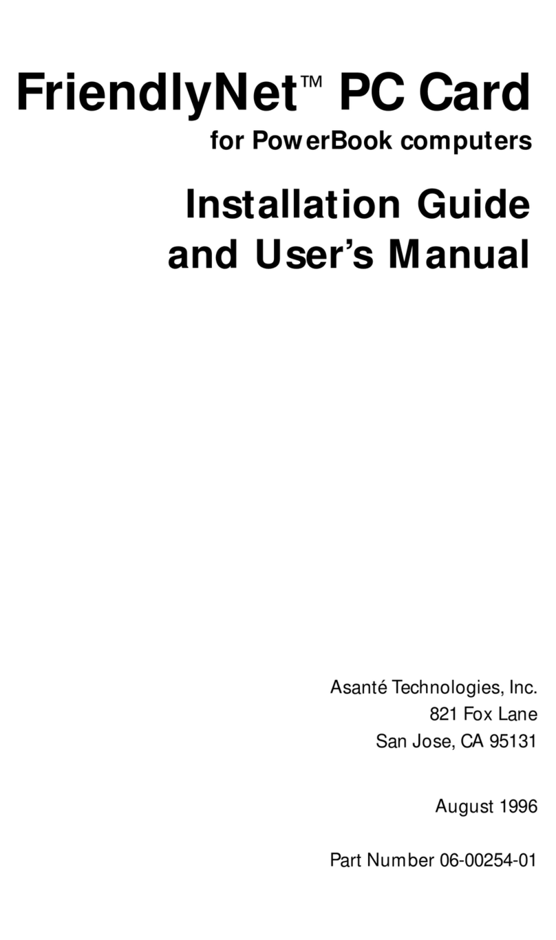 Asante FriendlyNET Wireless USB Adapter Installation guide and user's manual