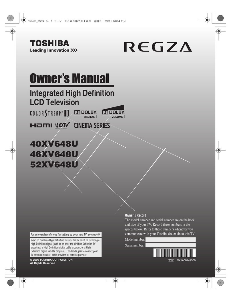 Toshiba 40XV648U - 40" LCD TV owner's manual