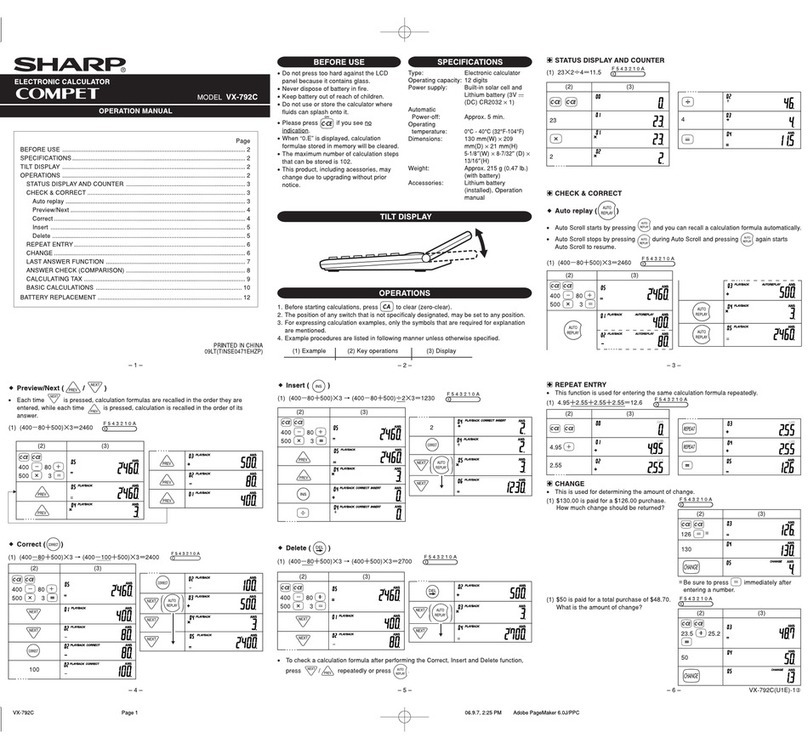 Sharp Compet VX-792C User manual