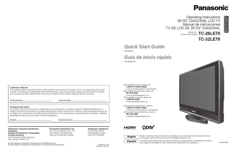 Panasonic Viera TC-26LE70 User manual